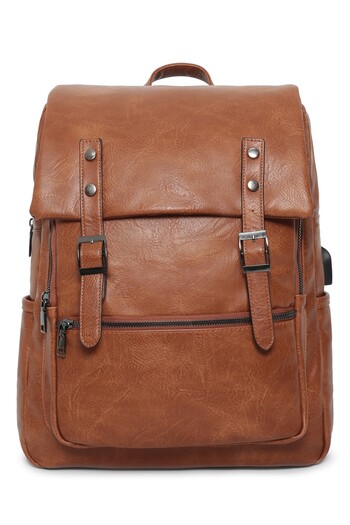 OEM Brown eco-leather laptop backpack