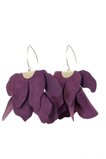 HAIArt Handmade leather floral earrings - Orchid