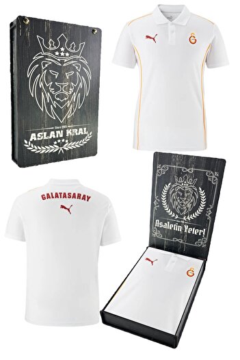 Galatasaray Original Licensed A-Team Laser Boxed Polo Neck White T-Shirt