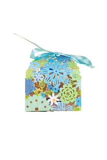 Generic Elegant Floral Gift Box with Ribbon – Turquoise Party Favor for Weddings & Events (12 pieces)