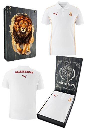 Galatasaray Original Licensed A-Team Uv Printed Polo Neck White T-Shirt