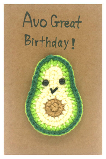 OEM Crocheted birthday card, Avocado pattern, Avo Great Birthday message