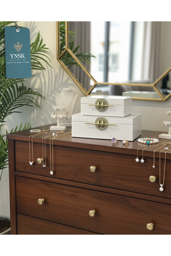 YNSK Decorative Glass Jewelry Box Set of 2 |   Jewelry & Accessories Storage Box |   Stylish Modern Glass Box |