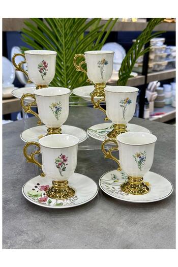 Doğudeko Luxury Porcelain Lansy 6-Piece Cup Set