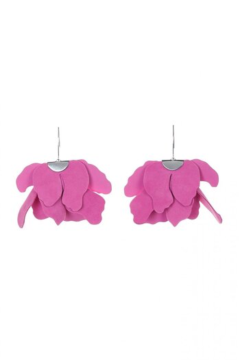 HAIArt Handmade leather floral earrings - Barbie Pink