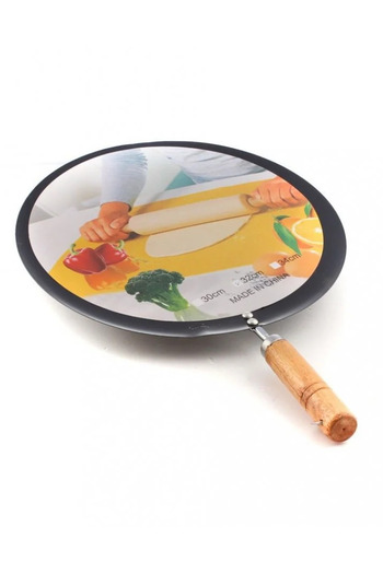 Smart Kitchen Pizza Shovel and Metal Sheet Pan with Wooden Handle for Transporting and Making Bread, Cakes and Pizza, Size 34