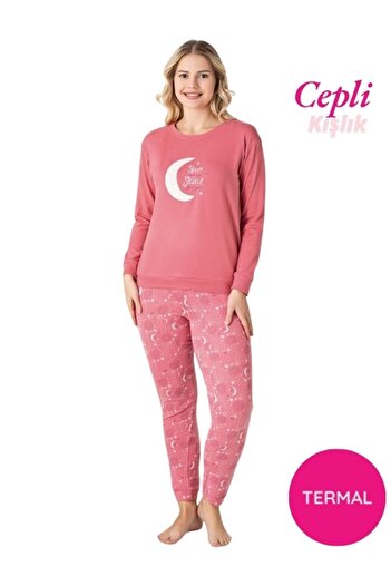 GUAVA+ Women's Crew Neck Buttonless Winter Thermal Jogger with Ankle Cuffs Long Sleeve Pajama Set with Pockets
