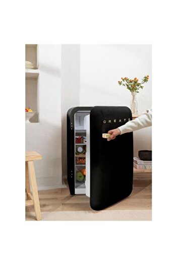 Create Retro mini fridge, CREATE, 107 liters, black/gold