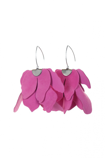 HAIArt Handmade leather floral earrings - Barbie Pink