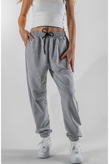 Superbluemexico Women's Elasticated Leg Gray Jogger Pants