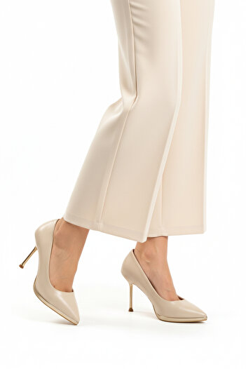 AYAKMOD Beige Thin High Heeled Women's Evening Dress Shoes 448205 Z