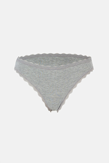 Eros Ecru-Grey Melange-Dried Rose Women's 3-Piece Patterned Brazilian Panties