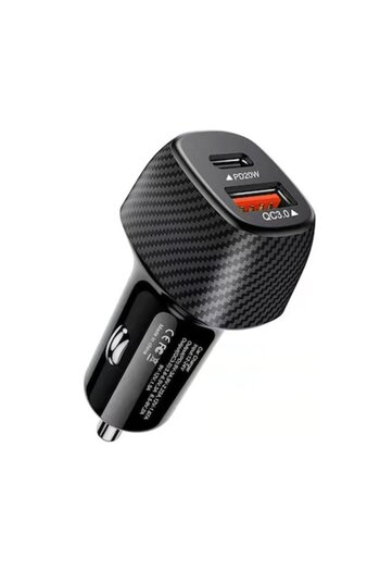 OEM Car Charger, USB QC 3.0 + Type-C PD 20W, Dual Port, Black