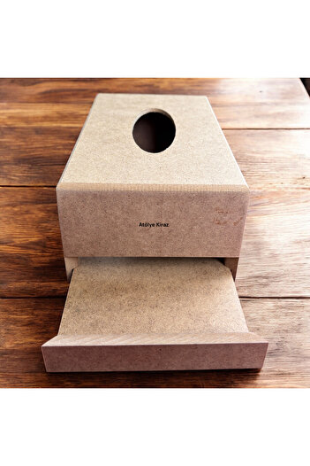 Atölye Kiraz Raw Wooden Napkin Holder Box: Paintable Tissue Box Organizer - (13X23X8.5 cm)