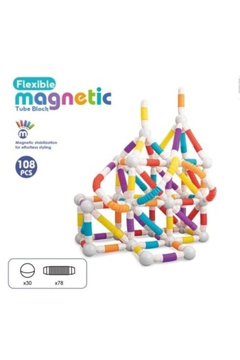 OEM STEM Magnetic Set for Building with Flexible Tubes and Balls, 108 Pieces