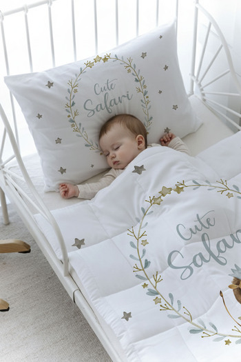 Tuğba Kuğu Organic Printed Montessori (100X200) Quilt Set Quilt Set - for Baby Series - Lion Circle