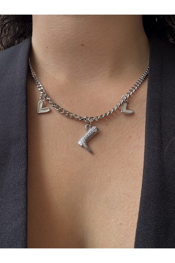 M Miel Women's Heart Cowboy Boot Charm Necklace