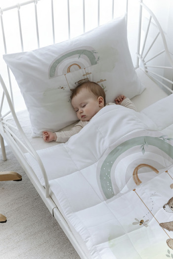 Tuğba Kuğu Organic Printed Baby Size (100X150) Quilt Set - Royal Series - Welcome Baby Bear