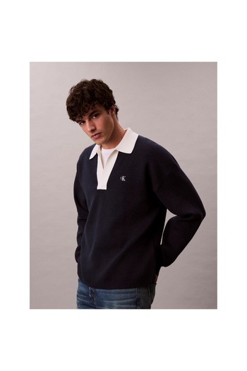Calvin Klein Ck Lv04rd303g Ls Solıd Oversızed Johnny Collar Erkek Sweaters