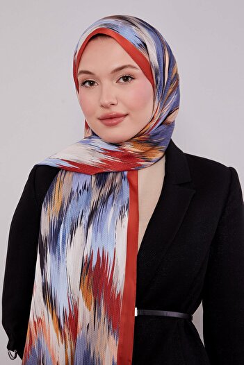 Levidor Orange Variegated Pattern Twill Shawl
