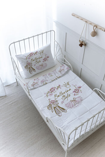Tuğba Kuğu Organic Printed Montessori (100X200) Quilt Set - for Baby Series - Golden Ballet Clothes