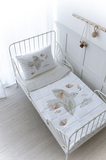 Tuğba Kuğu Organic Printed Baby (100X150) Quilt Set - Royal Series - Flying Bird