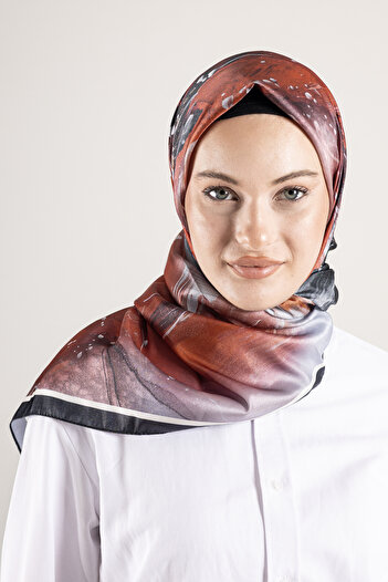 Akel Digital Crystal Patterned Scarf 95X95 – Pastel Pattern-5