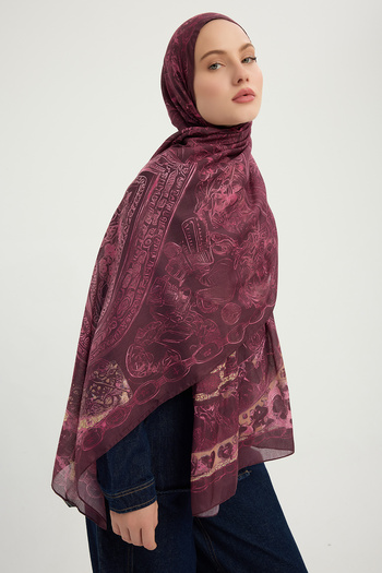 Schaless Endless Love - Burgundy - Efilia Patterned Shawl - 70X190 cm