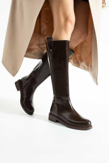 nevanın pabuçları Tora Zipper Knee-High Patent Leather Women's Boots