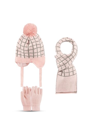 Kitti 4-8 Years Girl's Scarf Beanie Gloves Set of 3