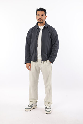 Rodrigo Men's Seasonal Lined Knitted Cotton Fabric Zippered Coat with Pockets