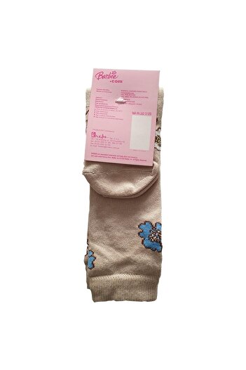 Barbie Kids' Over-the-Knee Socks, Beige, Size 13-16 EU, Floral Print, Cotton Blend