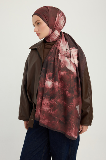 Schaless Timeless Dream - Burgundy - Efilia Patterned Shawl - 70X190 cm