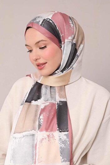 Levidor Salmon Checker Pattern Twill Shawl