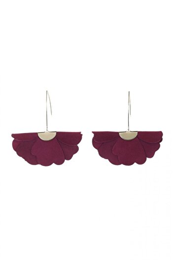 HAIArt Handmade leather floral earrings - Plum caspia