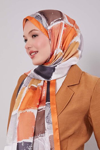 Levidor Orange Checker Pattern Twill Shawl