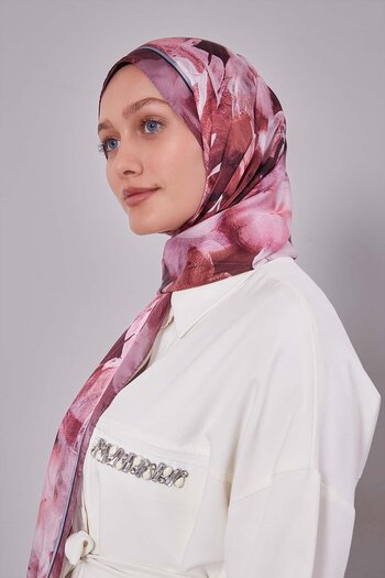 Levidor Burgundy Mixed Leaf Pattern Indian Silk Shawl