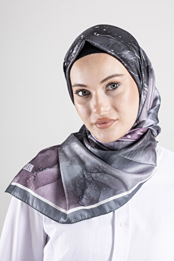Akel Digital Crystal Patterned Scarf 95X95 – Pastel Pattern-5