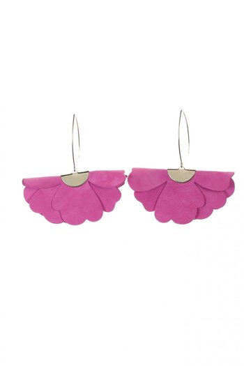 HAIArt Handmade leather floral earrings - Barbie pink