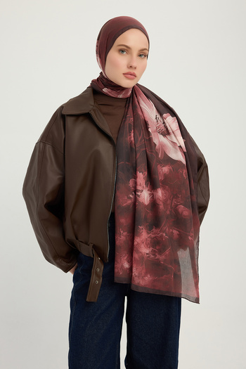 Schaless Timeless Dream - Burgundy - Efilia Patterned Shawl - 70X190 cm