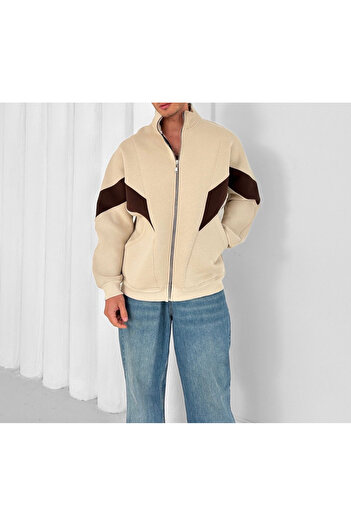 Butik Ross Piece-Striped Fleece Cardigan
