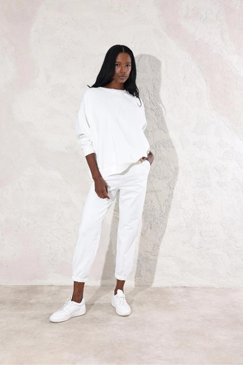 My Blog Ecru Crew Neck 100% Cotton Tracksuit Set - 98243