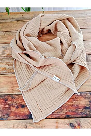 Mufincollection 100% Cotton Muslin Neck Scarf - Scarf - 125 Cm, 4 Layers Soft Texture, Antiallergic Triangle Shape