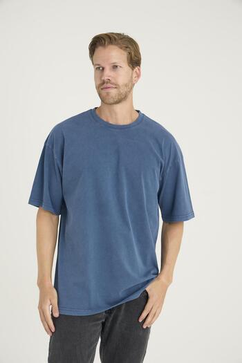 KLY Men's Indigo Color Short Sleeve Crew Neck T-Shirt C9T0N5