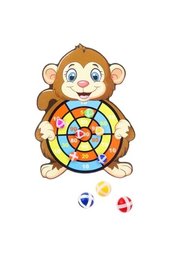 KERNOWSUN Dart Game for Kids with 3 Velcro Balls - Monkey Design