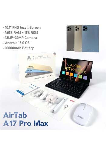 AİRTAB 10.1-Inch A17 PRO MAX Smart Android 13 Tablet | 1TB ROM + 16GB RAM | Wi-Fi & 4G LTE Dual SIM Support