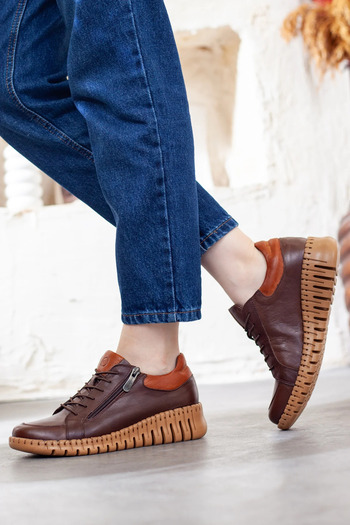 Adım Adım Mammamia Genuine Leather Side Zipper Casual Shoes