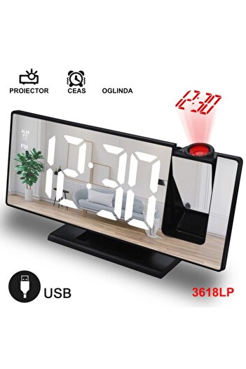 Bibilel Clock with Mirror and Projection 3618LP / White