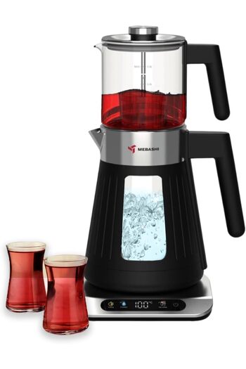 MEBASHI Tea Maker, 1.7 L Kettle, 0.8 L Teapot, 4 Functional Settings, 1500 W, (ME-TM306) (Black)