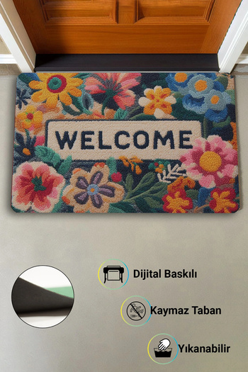 Valerine Life Floral Yellow Daisy Digital Printed Welcome Doormat 45X70Cm